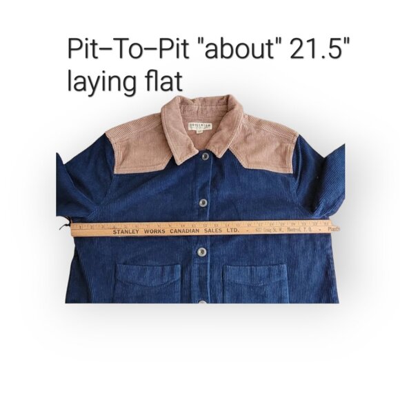 Idyllwind Oak Hill Corduroy Navy/Tan Colorblock Shacket Coastal Cowgirl size XL - Picture 8 of 9